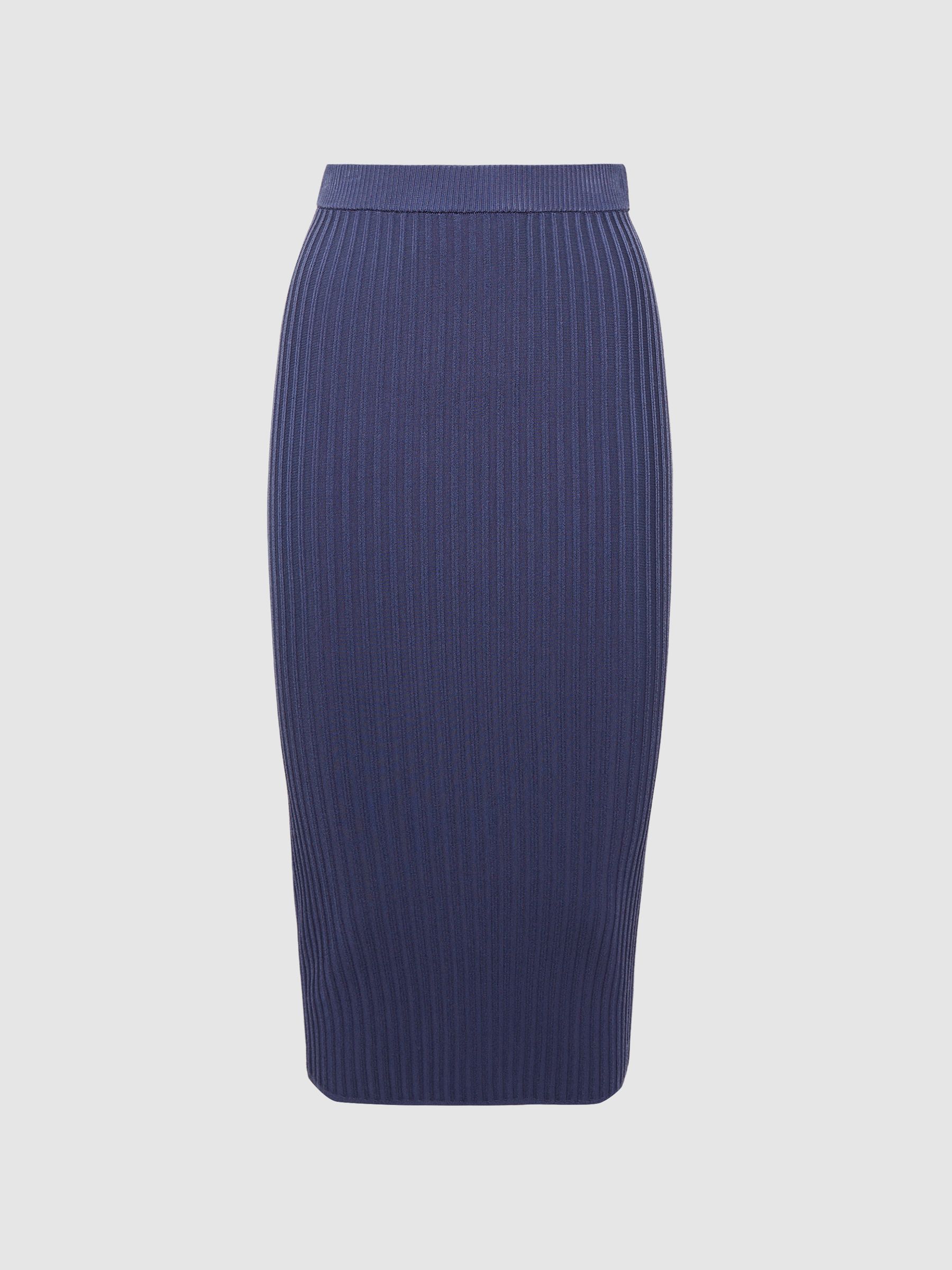 Knitted Pencil Skirt Co-Ord in Blue - REISS