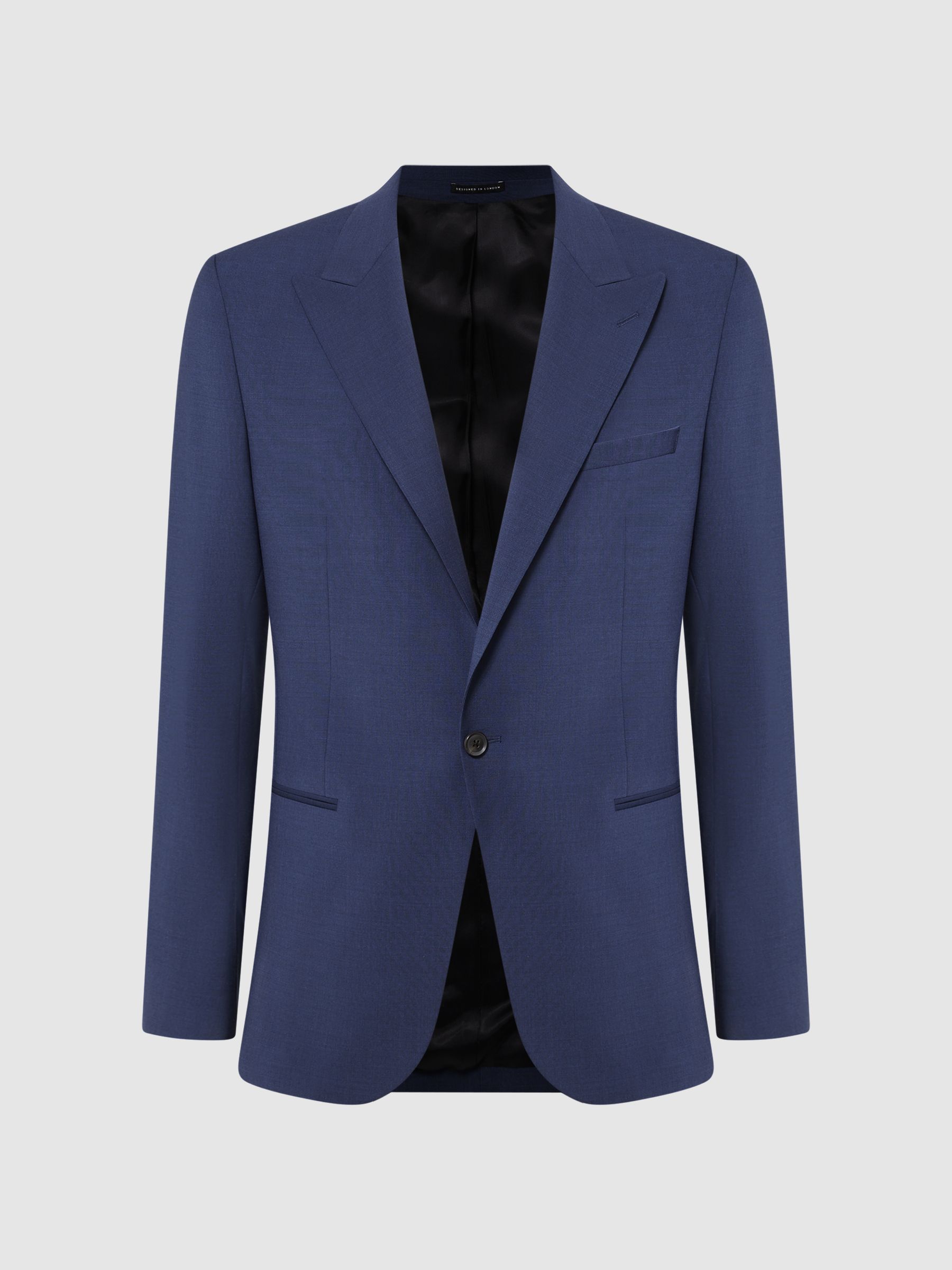 Slim Fit Single Breasted Wool Blend Blazer in Bright Blue - REISS