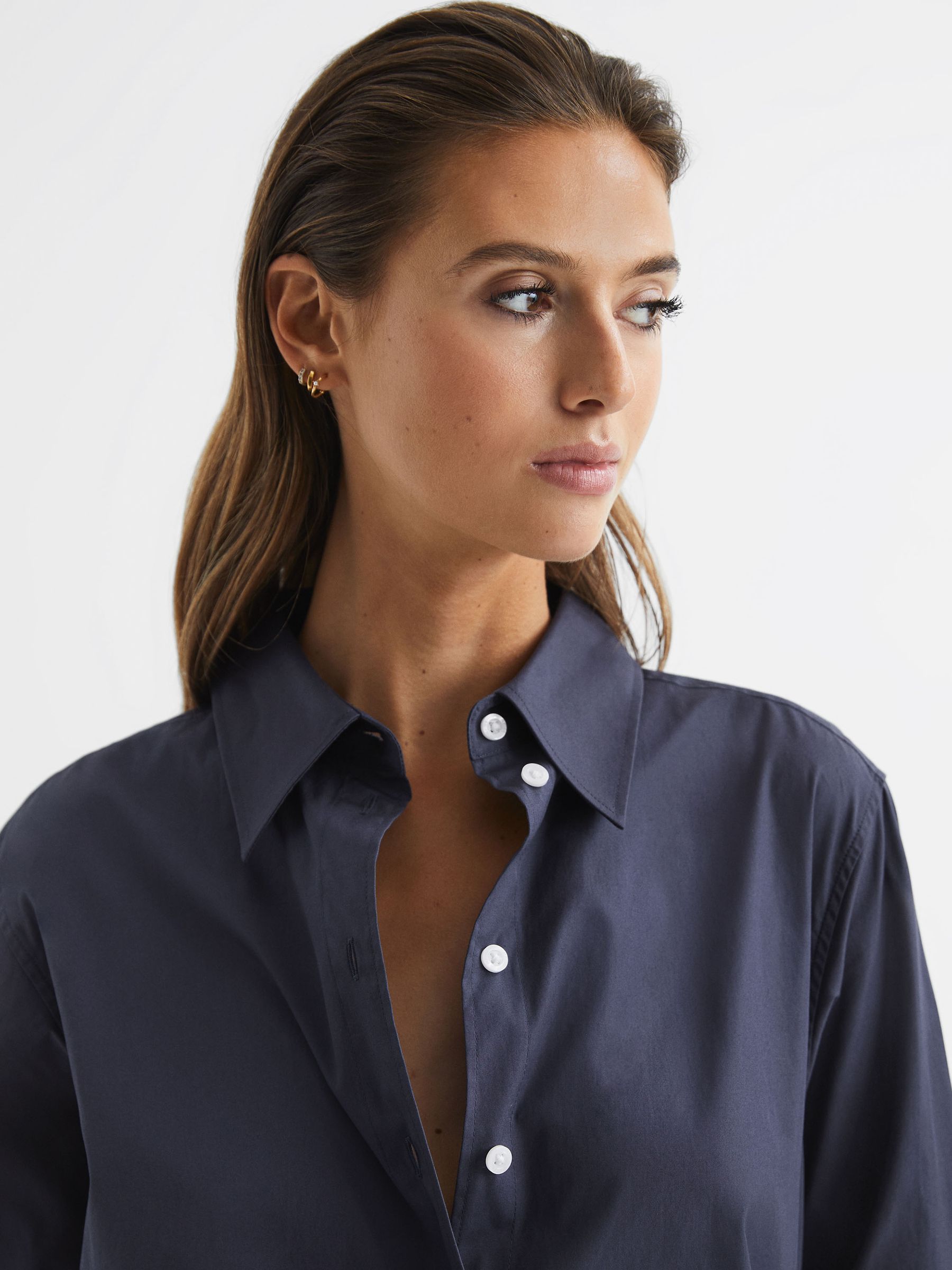 Cotton Shirt in Navy - REISS