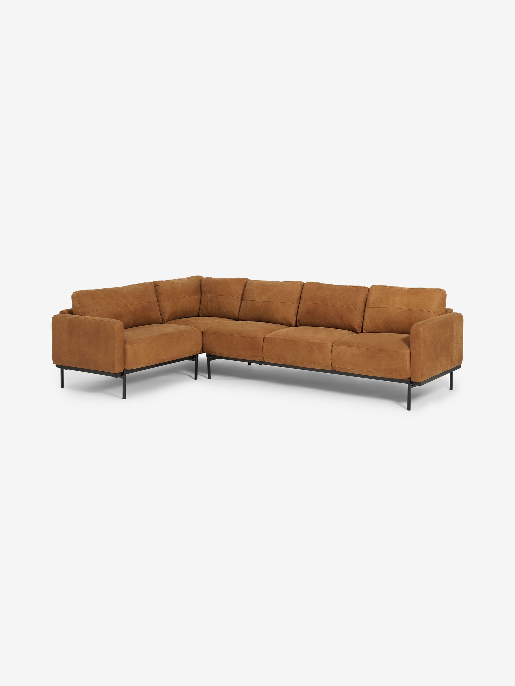 Buy Jarrod Leather Left Hand Facing Corner Sofa in Tan Brown from the