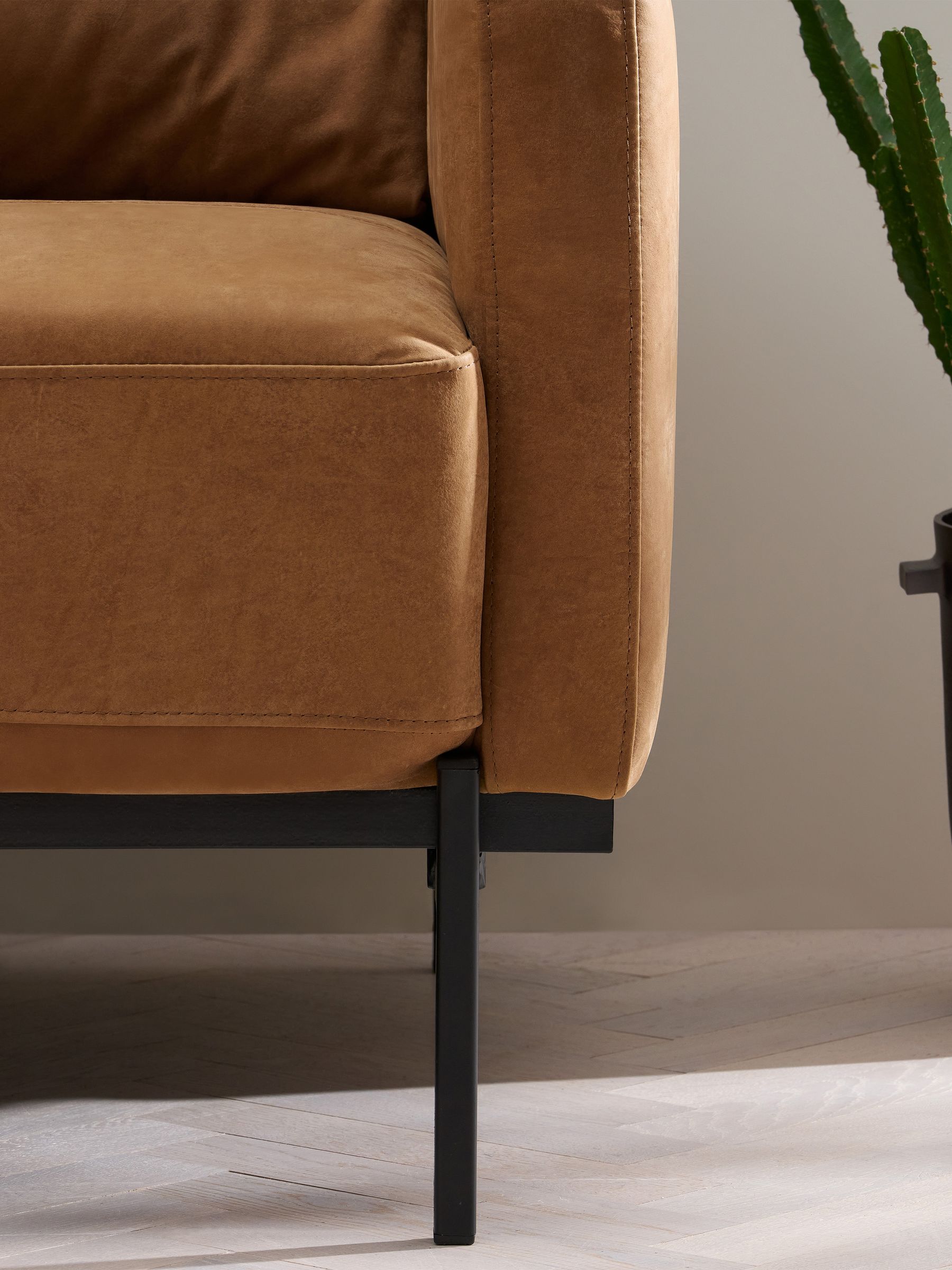 Buy Jarrod Leather Left Hand Facing Corner Sofa in Tan Brown from the