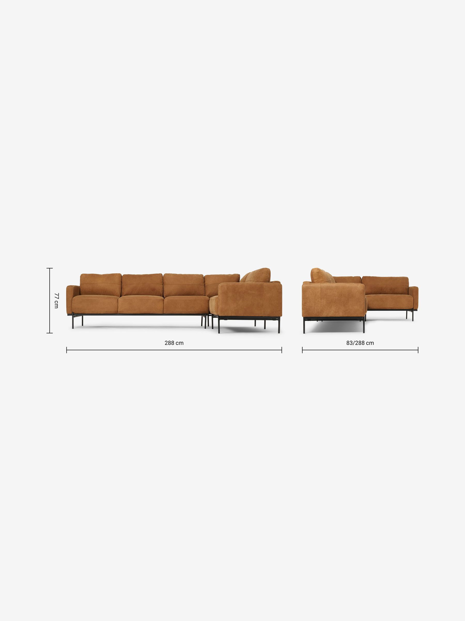 Buy Jarrod Leather Right Hand Facing Corner Sofa in Tan Brown from the