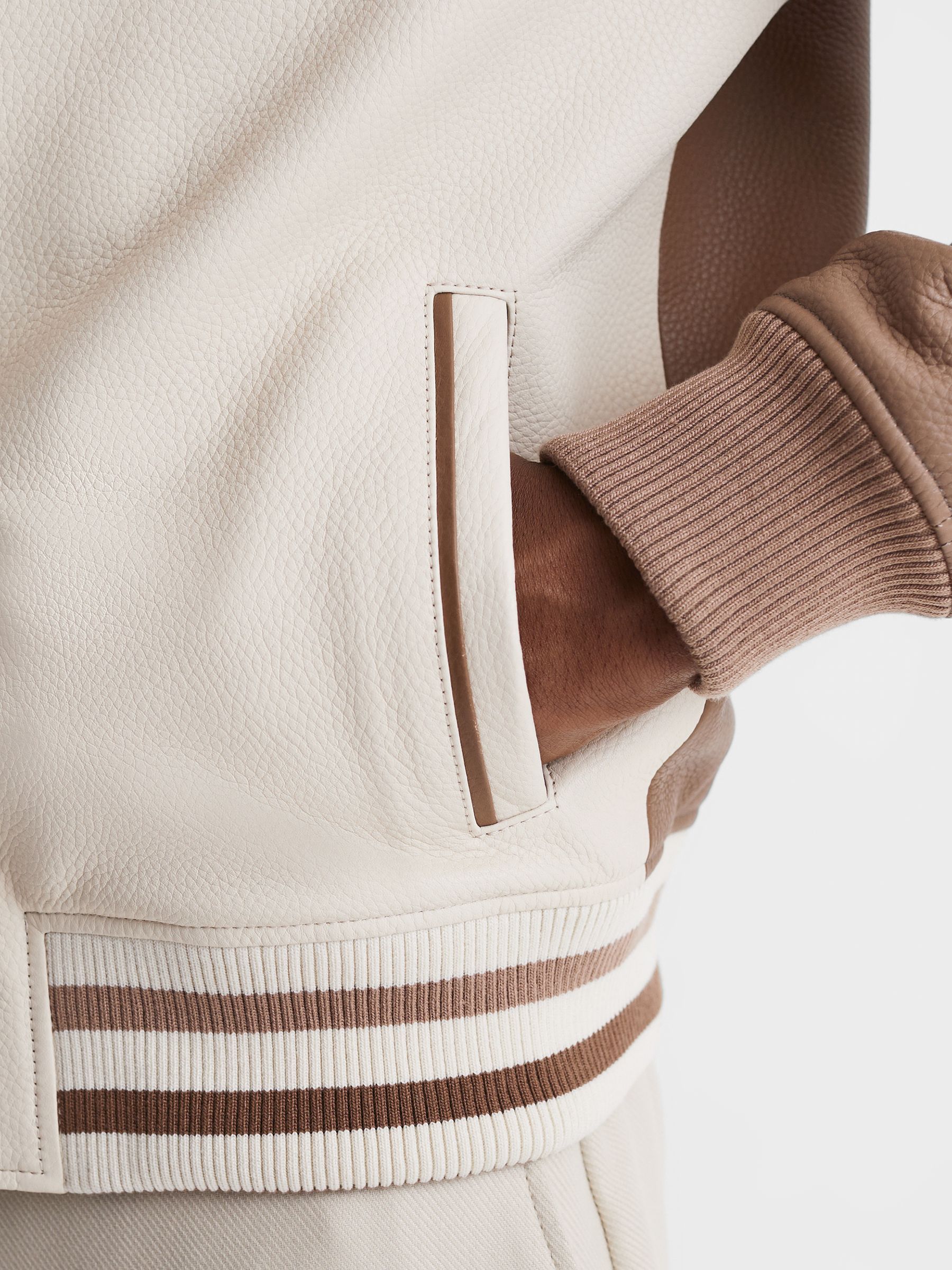 Reiss Cortez Leather Bomber Jacket REISS USA