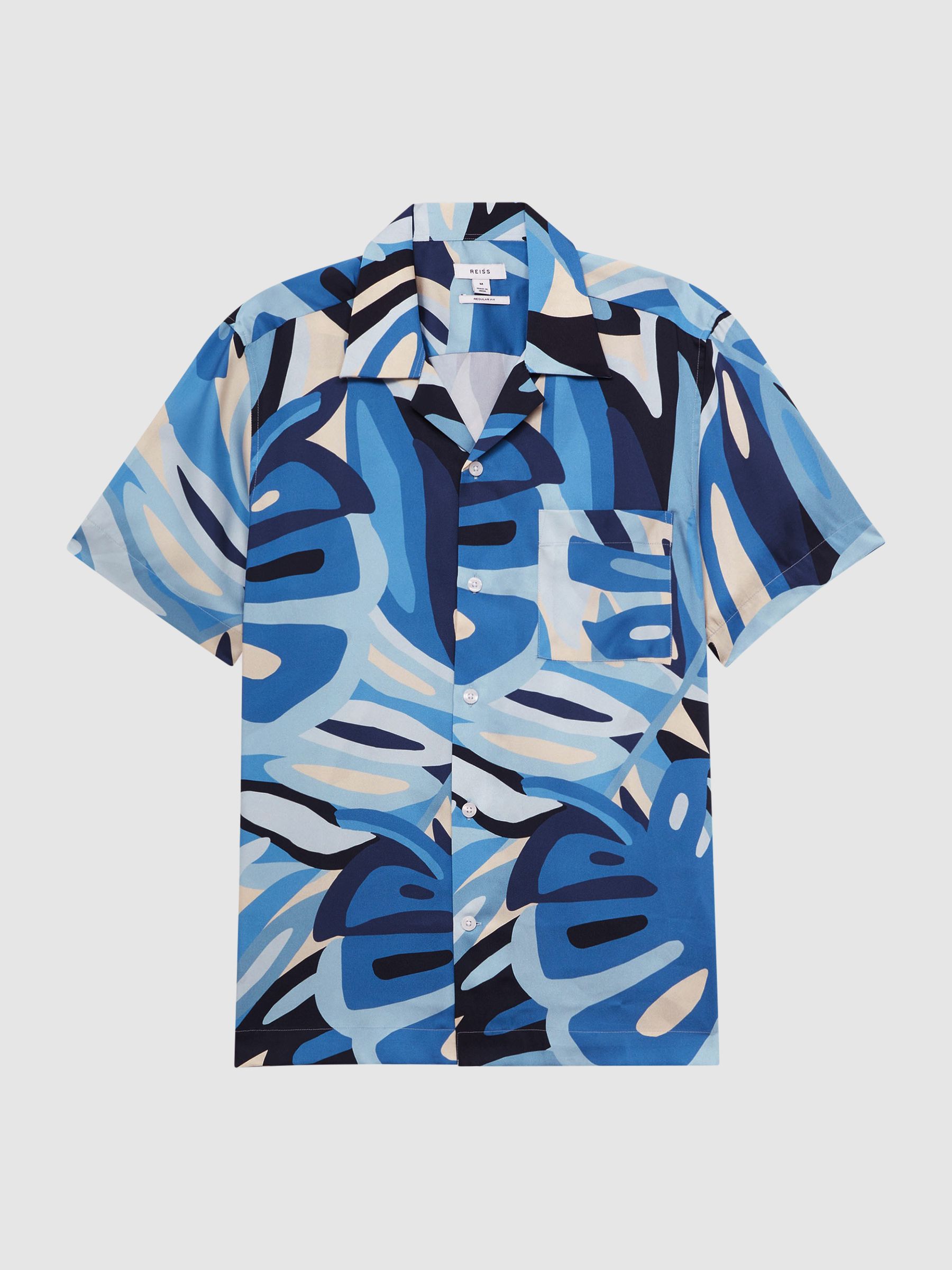 Reiss Khalid Slim Fit Cuban Collar Printed Shirt - REISS