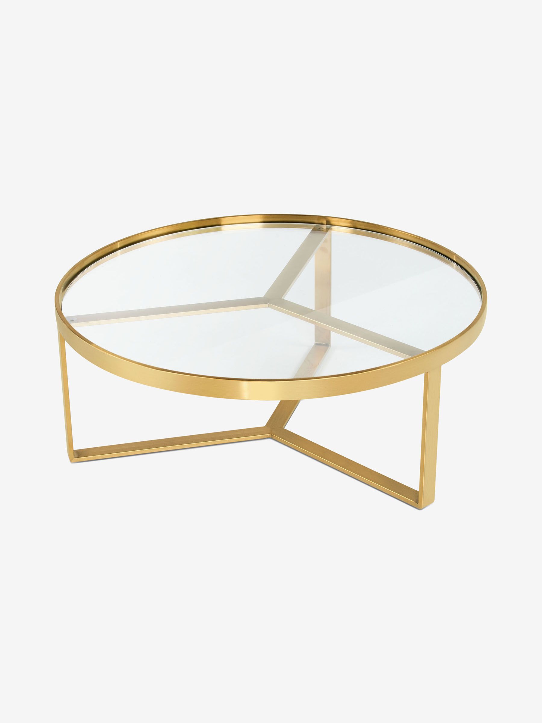 Buy Aula Regular Round Coffee Nest in Brushed Brass/Glass from the Made