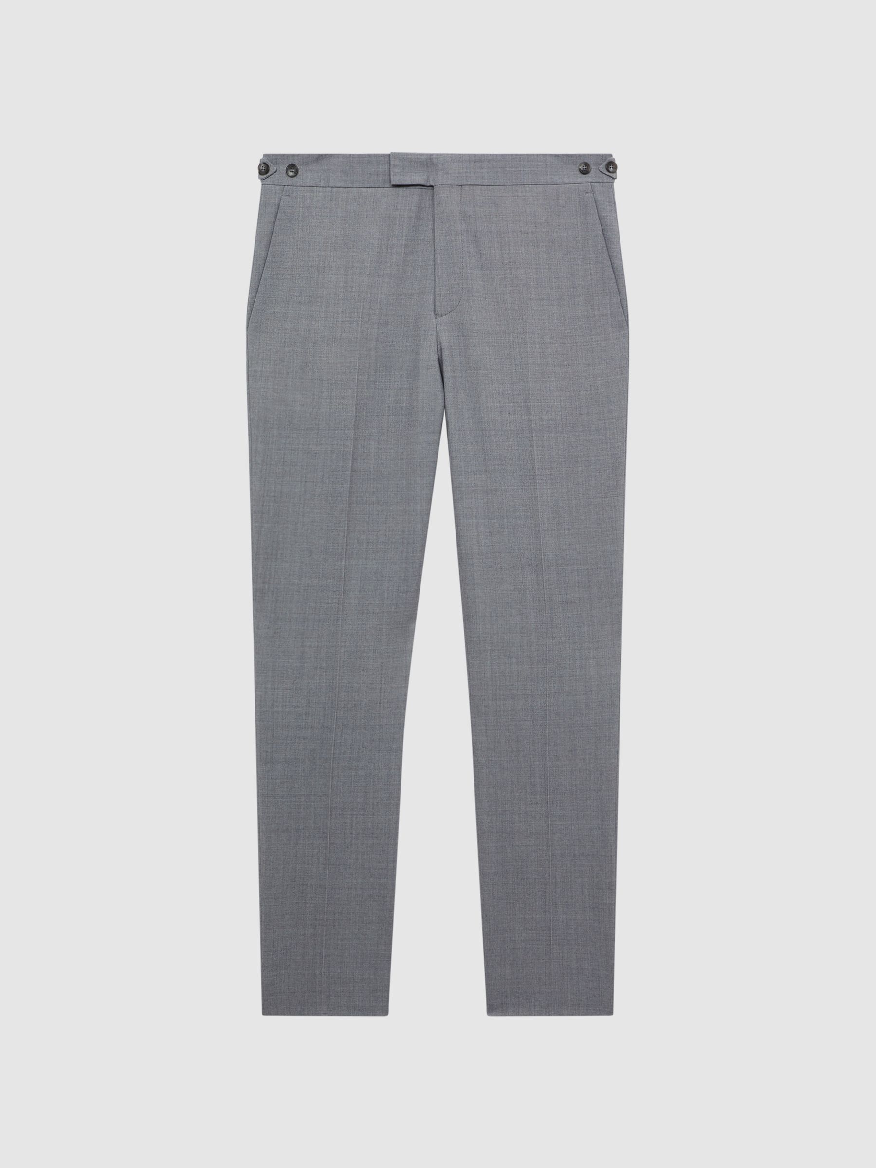 Slim Fit Wool Blend Trousers in Soft Grey - REISS