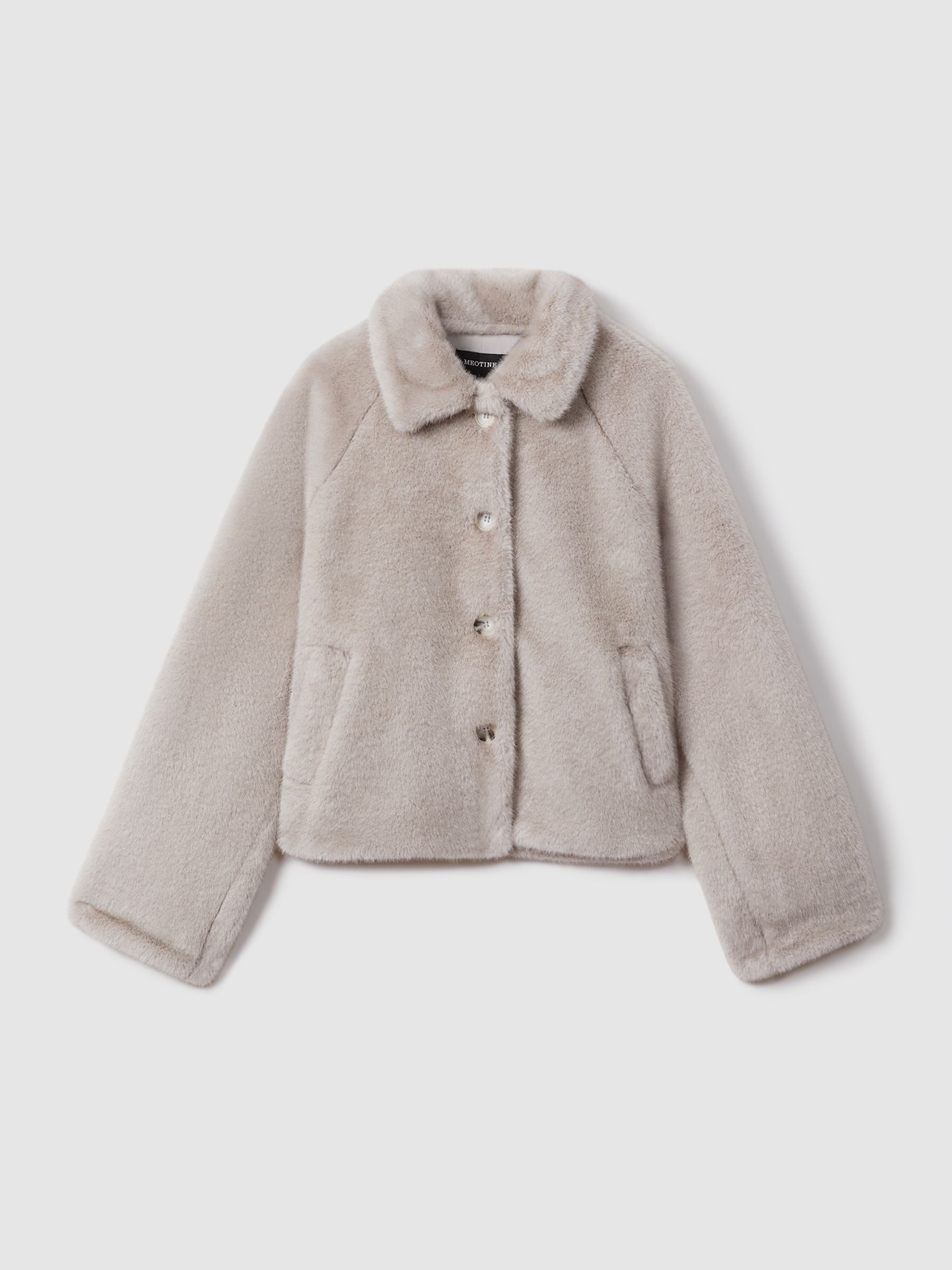 Meotine Faux Fur Jacket in Light Grey - REISS