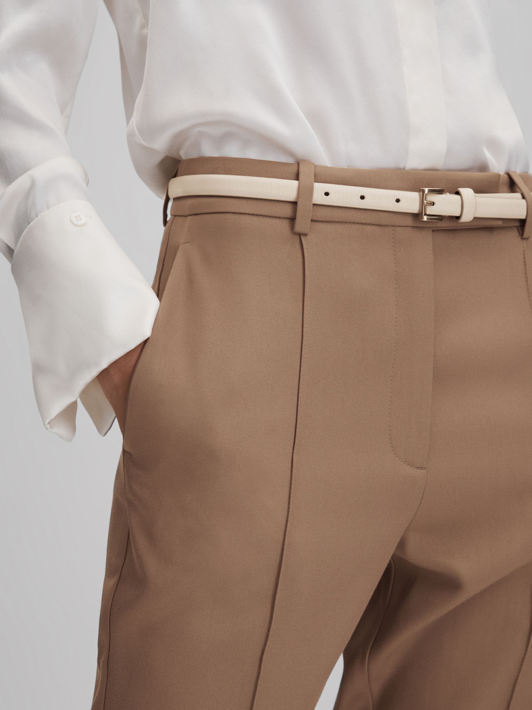 Petite Slim Fit Suit Trousers in Mink Neutral - REISS