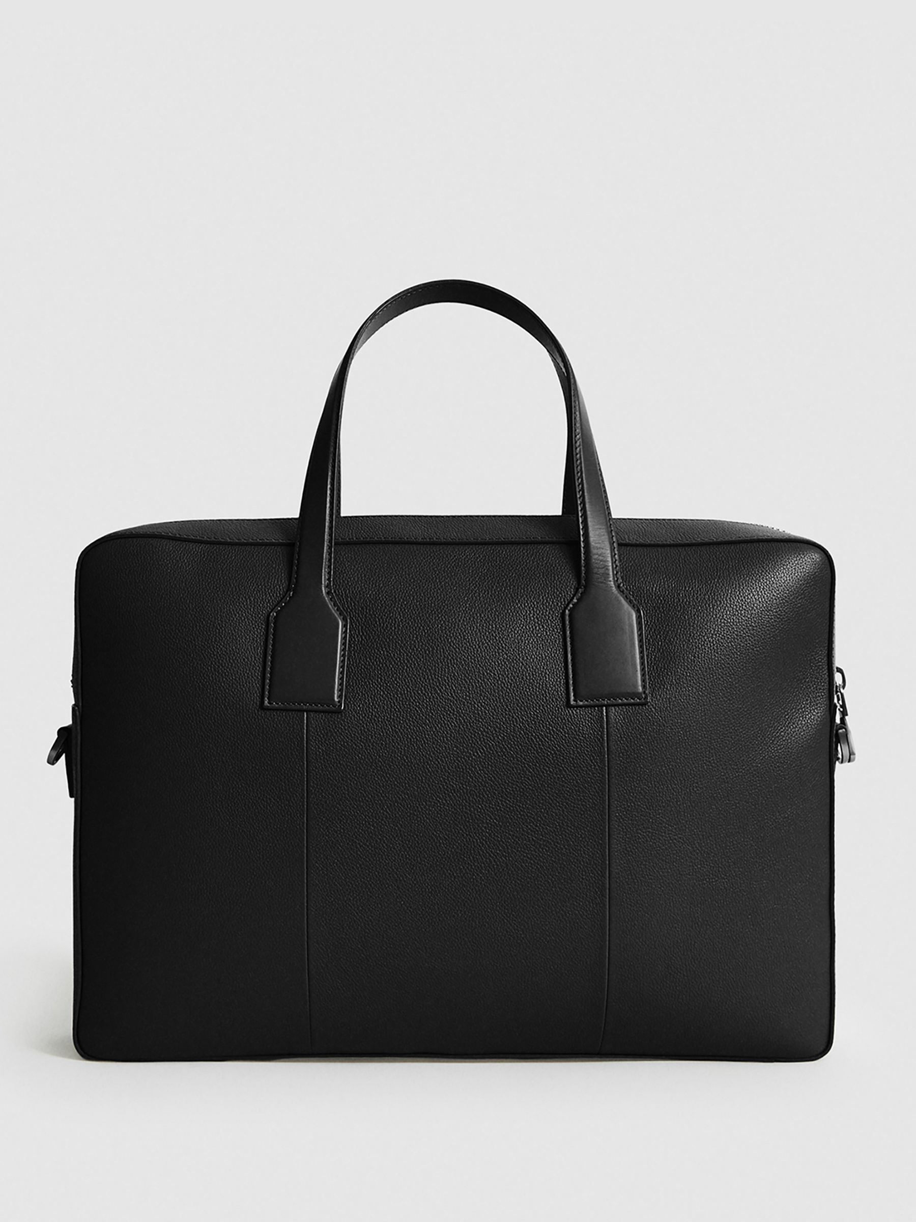 Leather Briefcase in Black - REISS