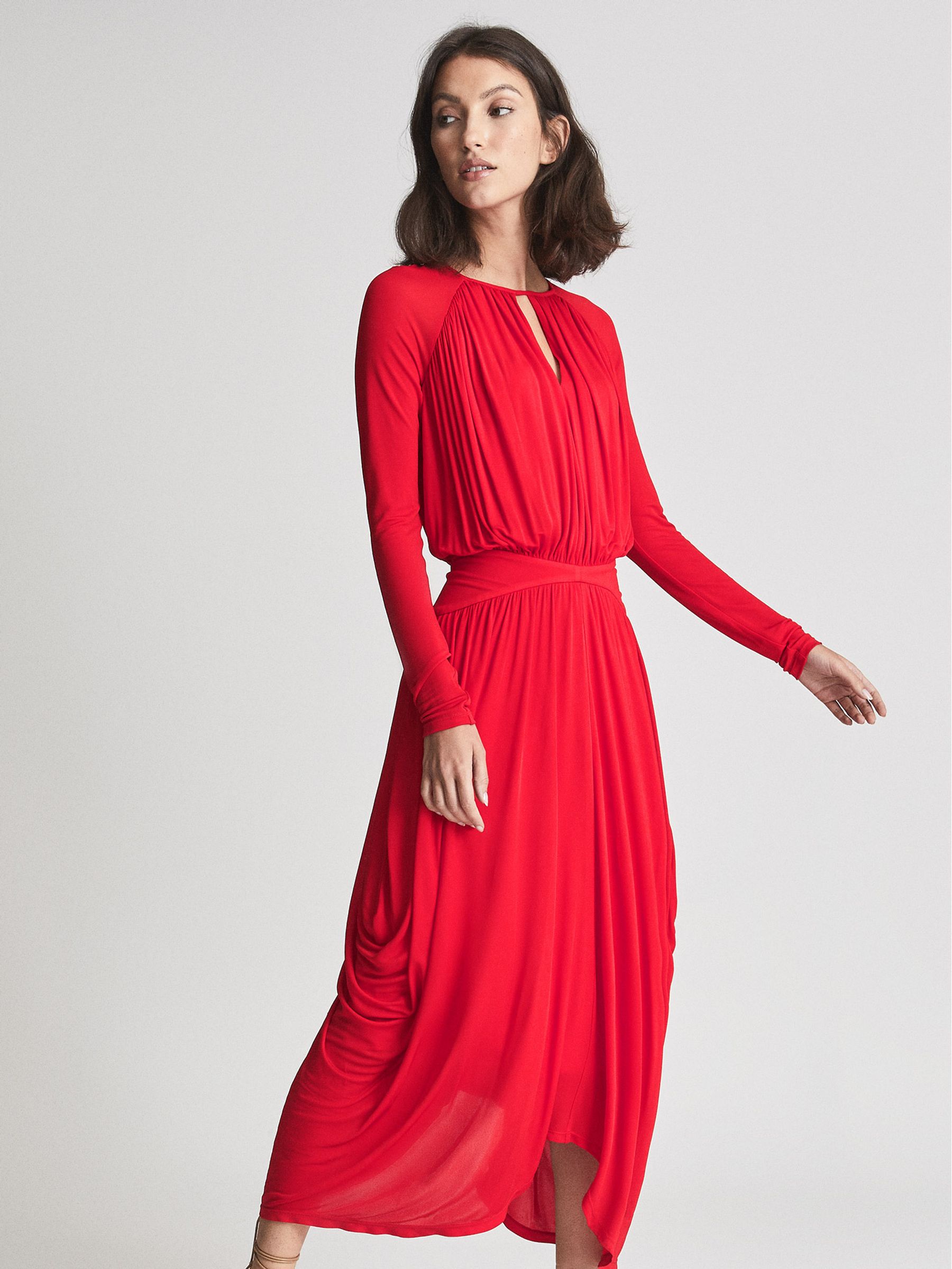 Occasion Midi Dress in Red - REISS