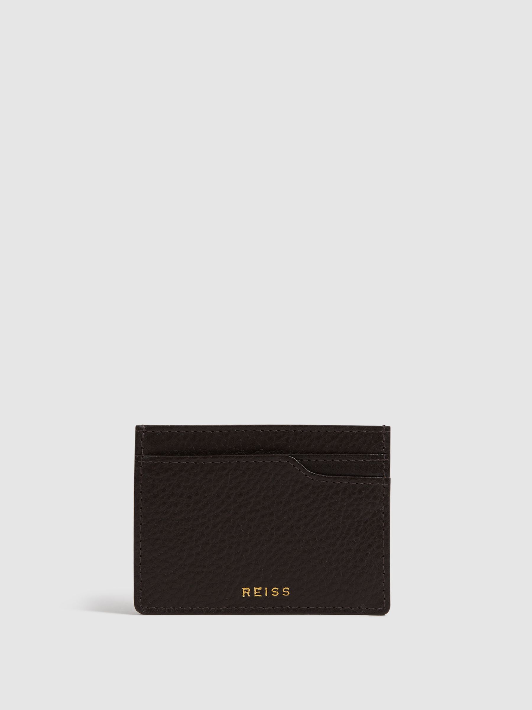 Reiss Leather Card Holder in Chocolate - REISS