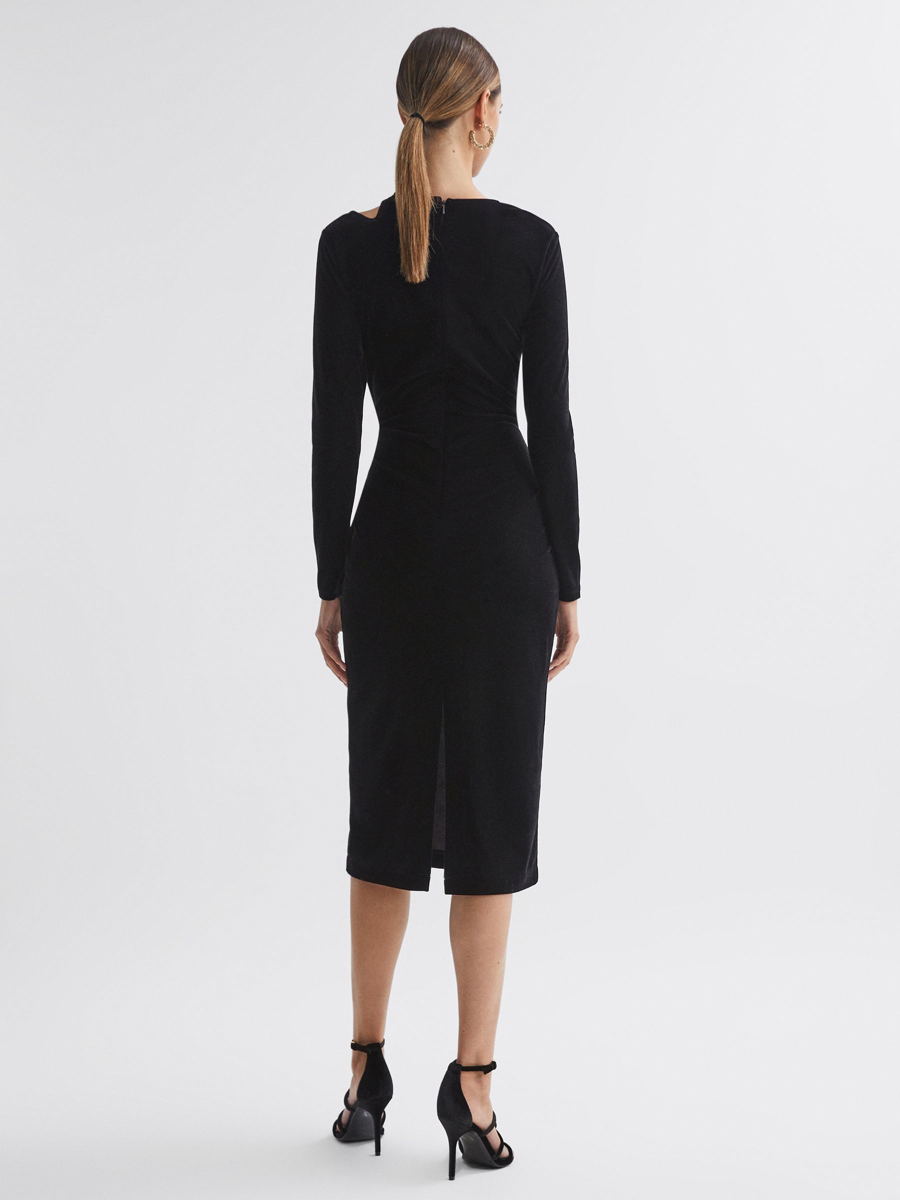 Reiss Macey Velvet Cut-Out Midi Dress | REISS USA