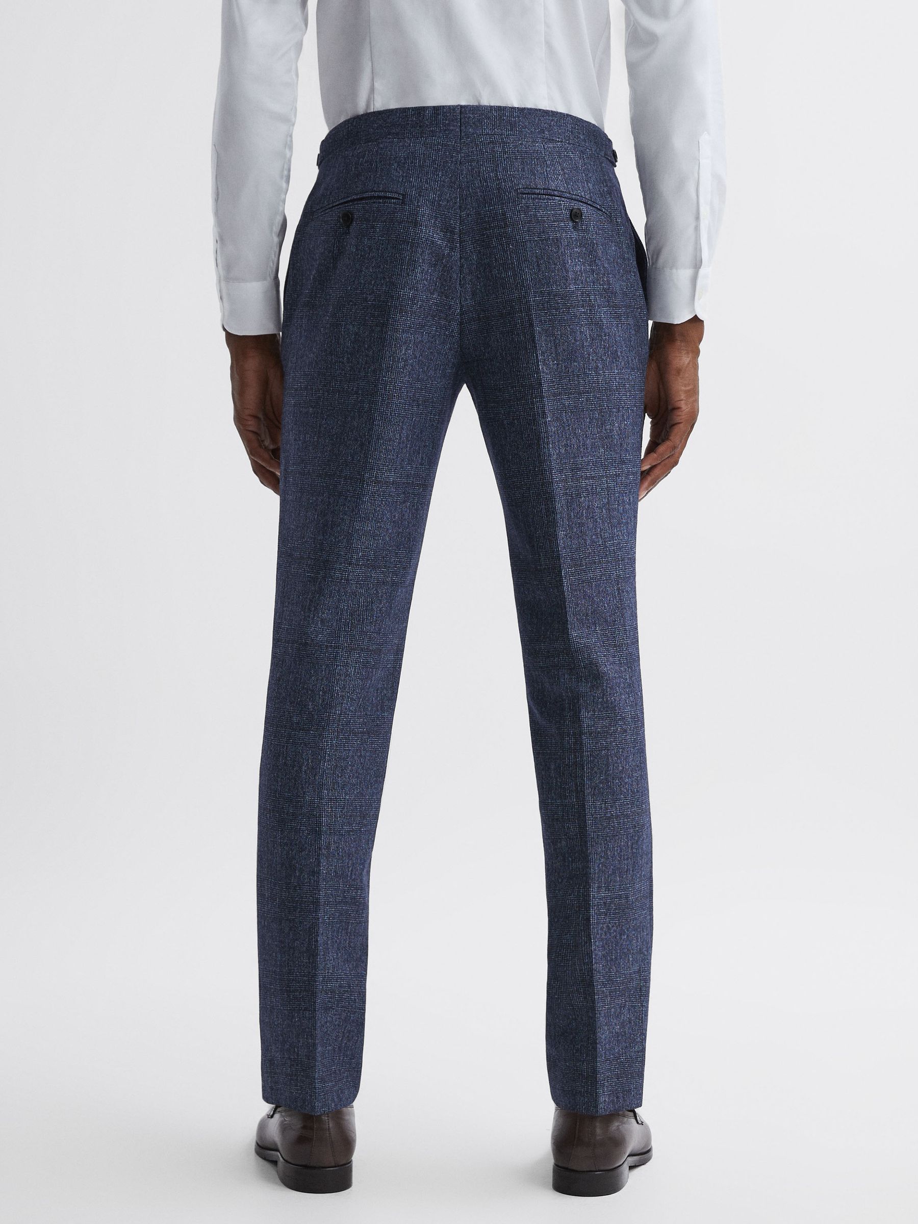 Reiss Barrett Slim Fit Wool-Linen Check Trousers | REISS USA
