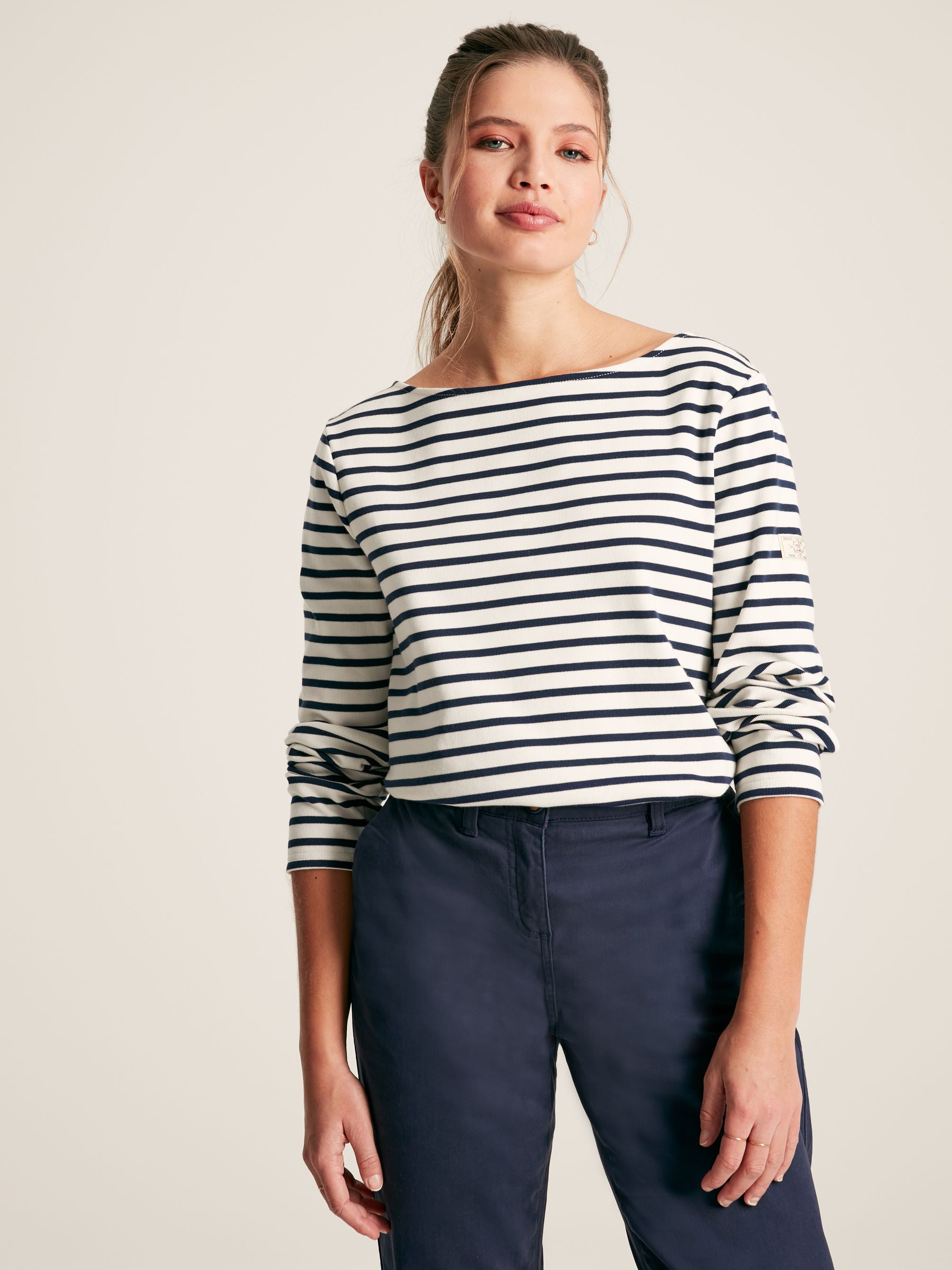Buy New Harbour Cream/Navy Striped Boat Neck Breton Top from the Joules ...