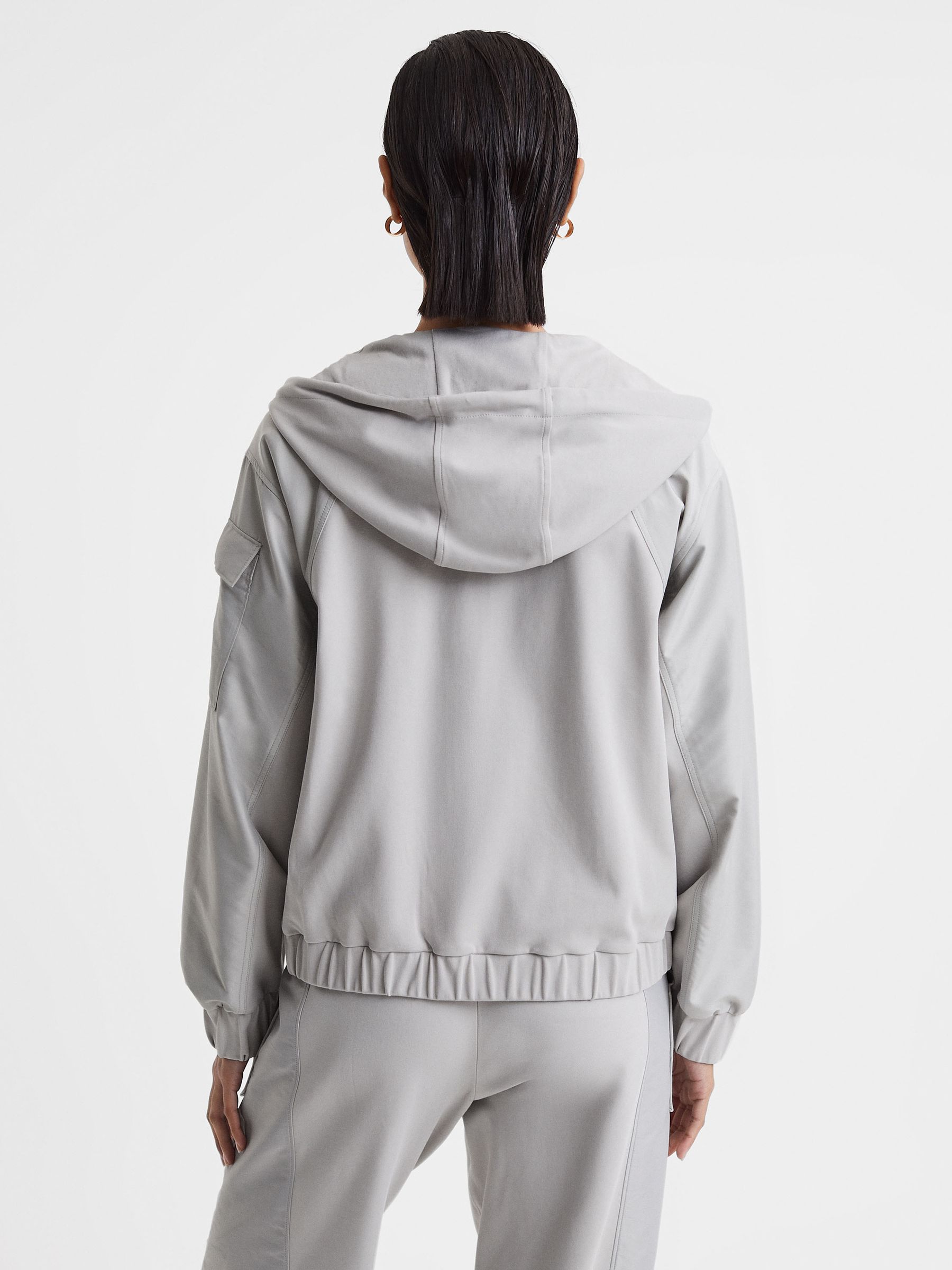 Cotton Blend Tracksuit Top in Grey - REISS