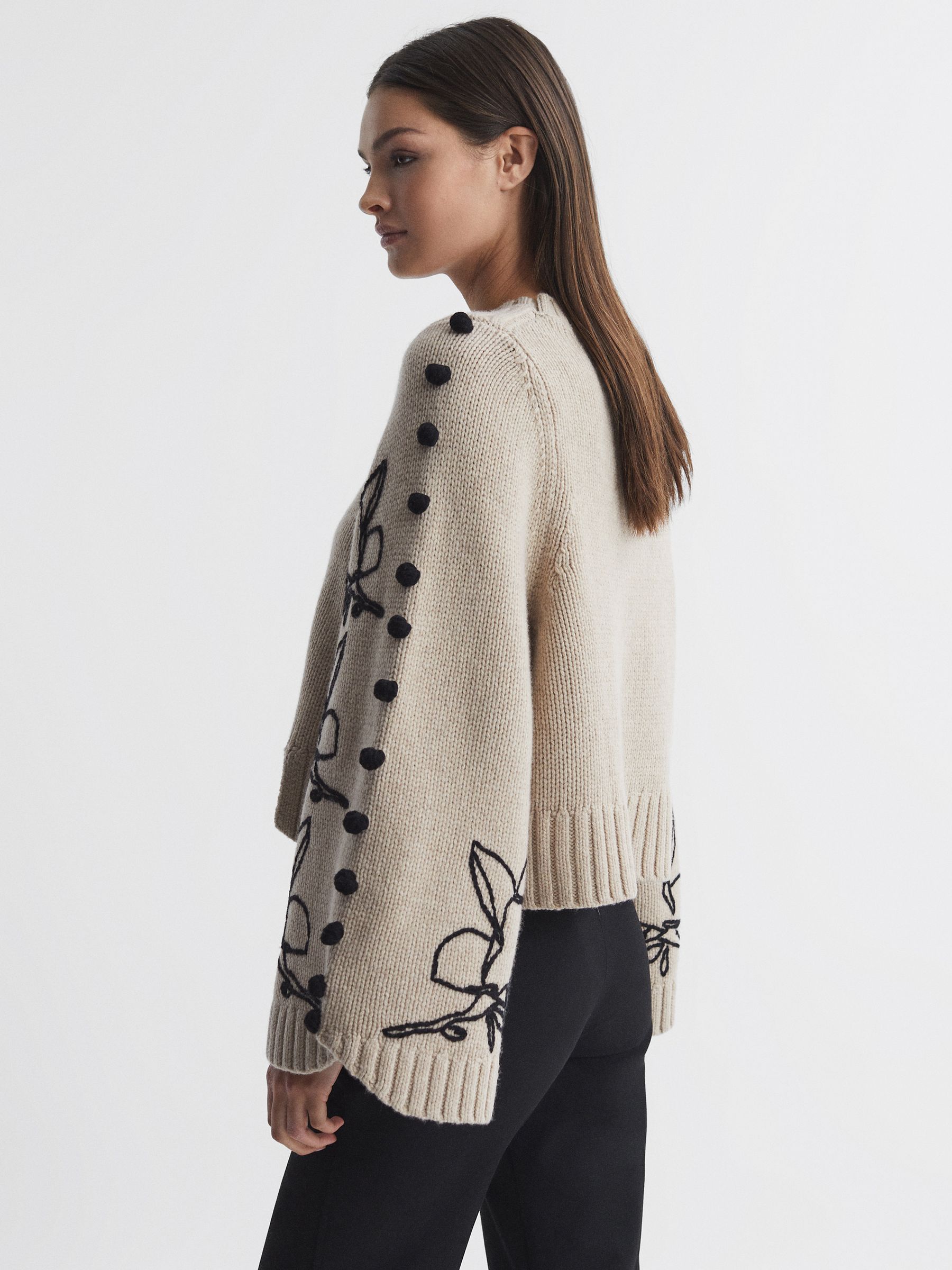 Joslin Wool Cropped Embroidered Jumper - REISS