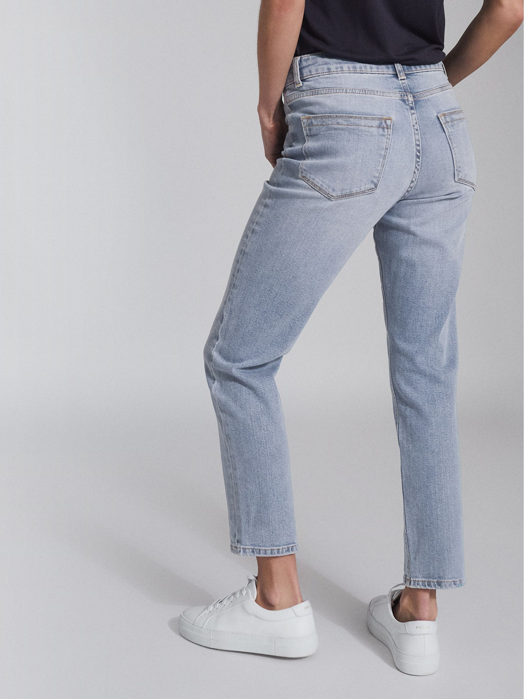Mid Rise Slim Cropped Jeans in Pale Blue - REISS