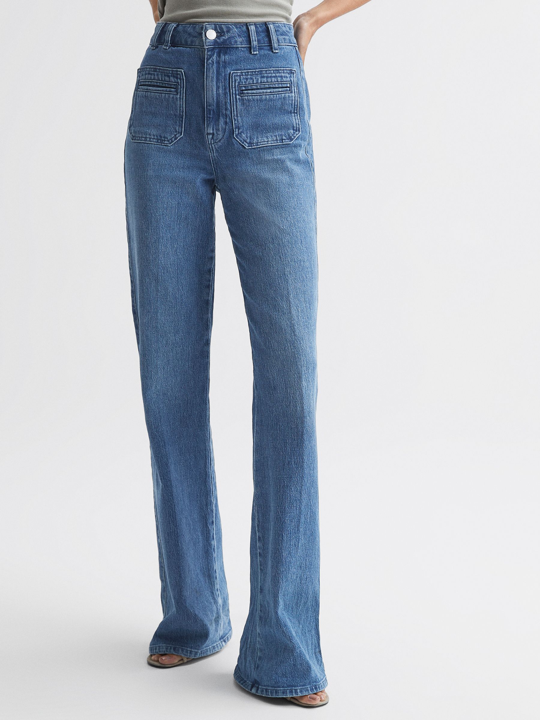 Regular Wide Leg Jeans in Light Blue - REISS