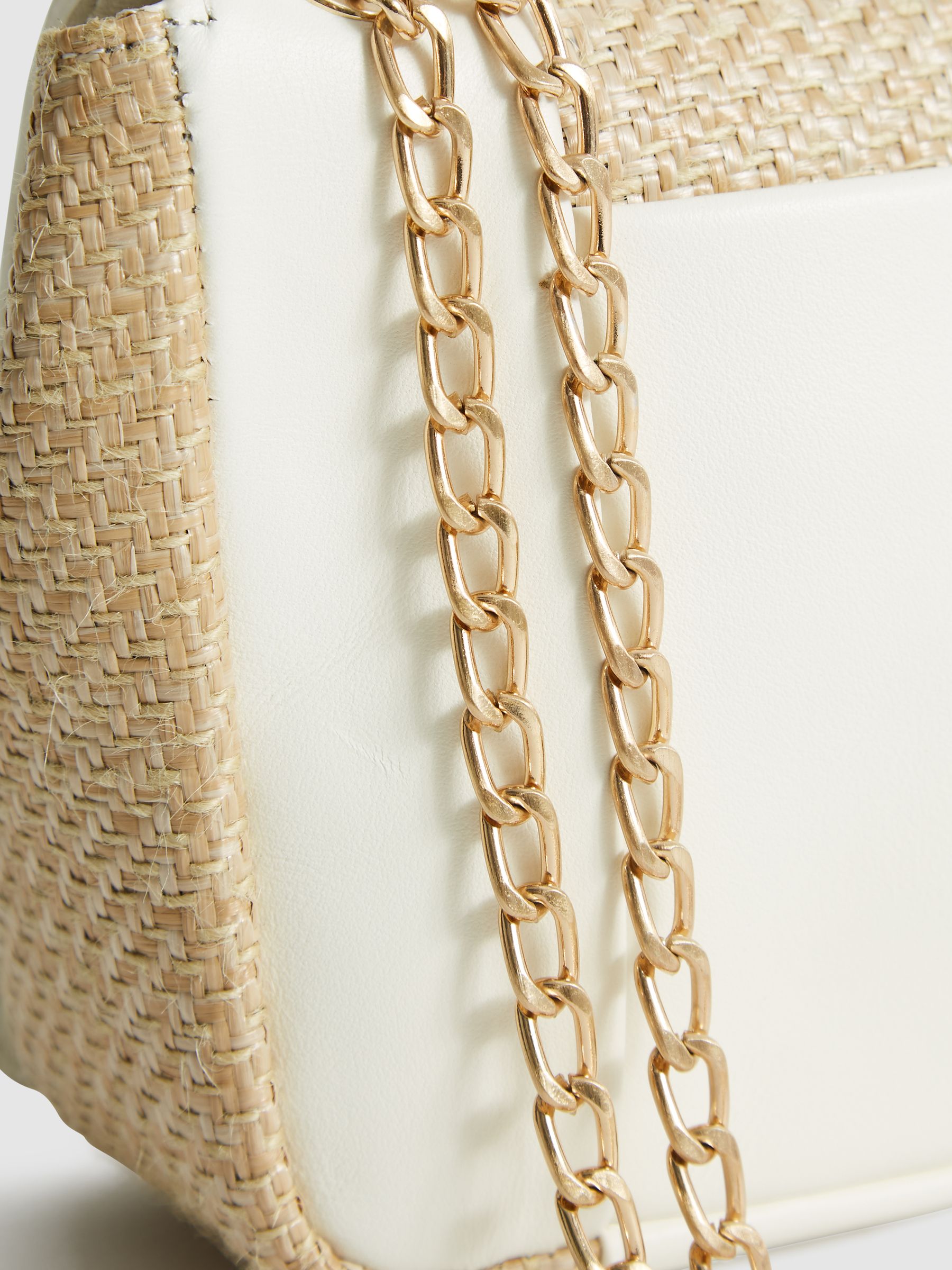 Bordered Chain CrossBody Bag in OffWhite REISS