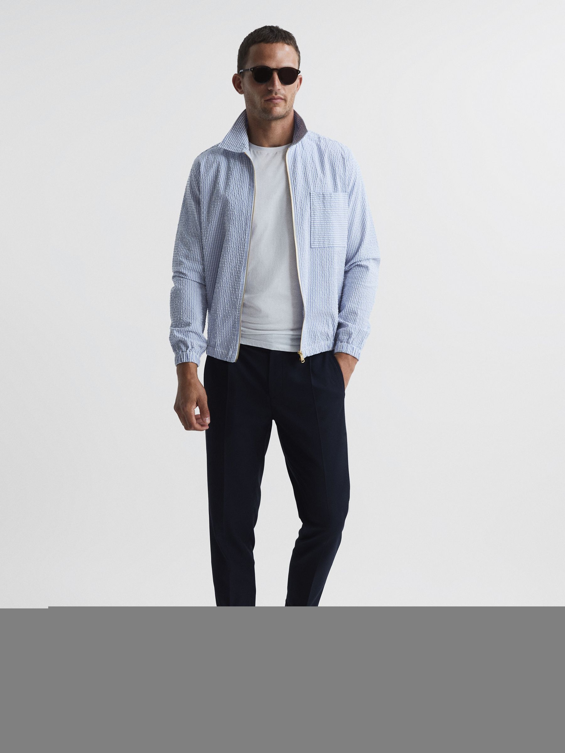 Reiss Malibu Striped Seersucker Overshirt - REISS