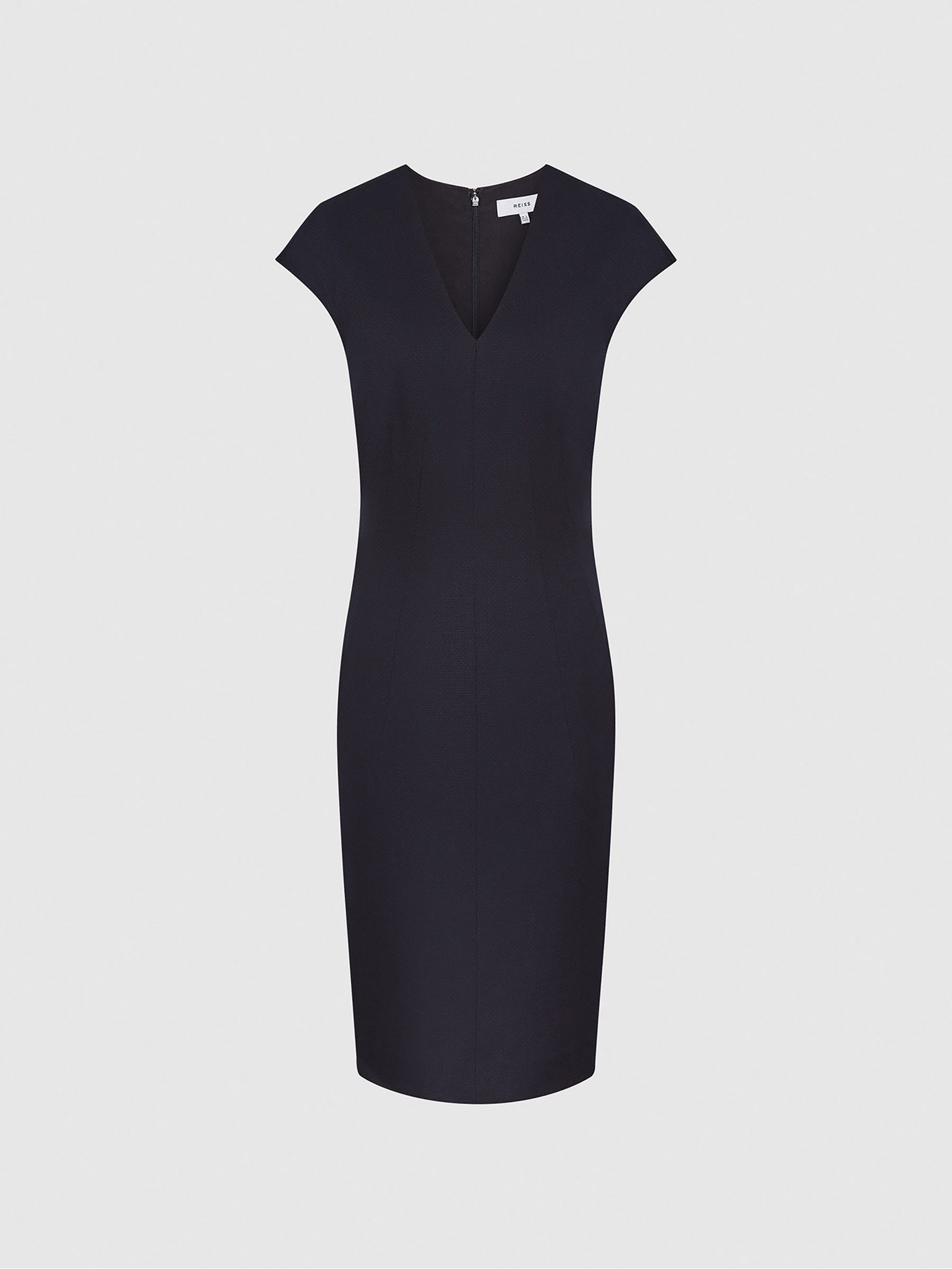 Cap Sleeve Tailored Dress in Navy - REISS