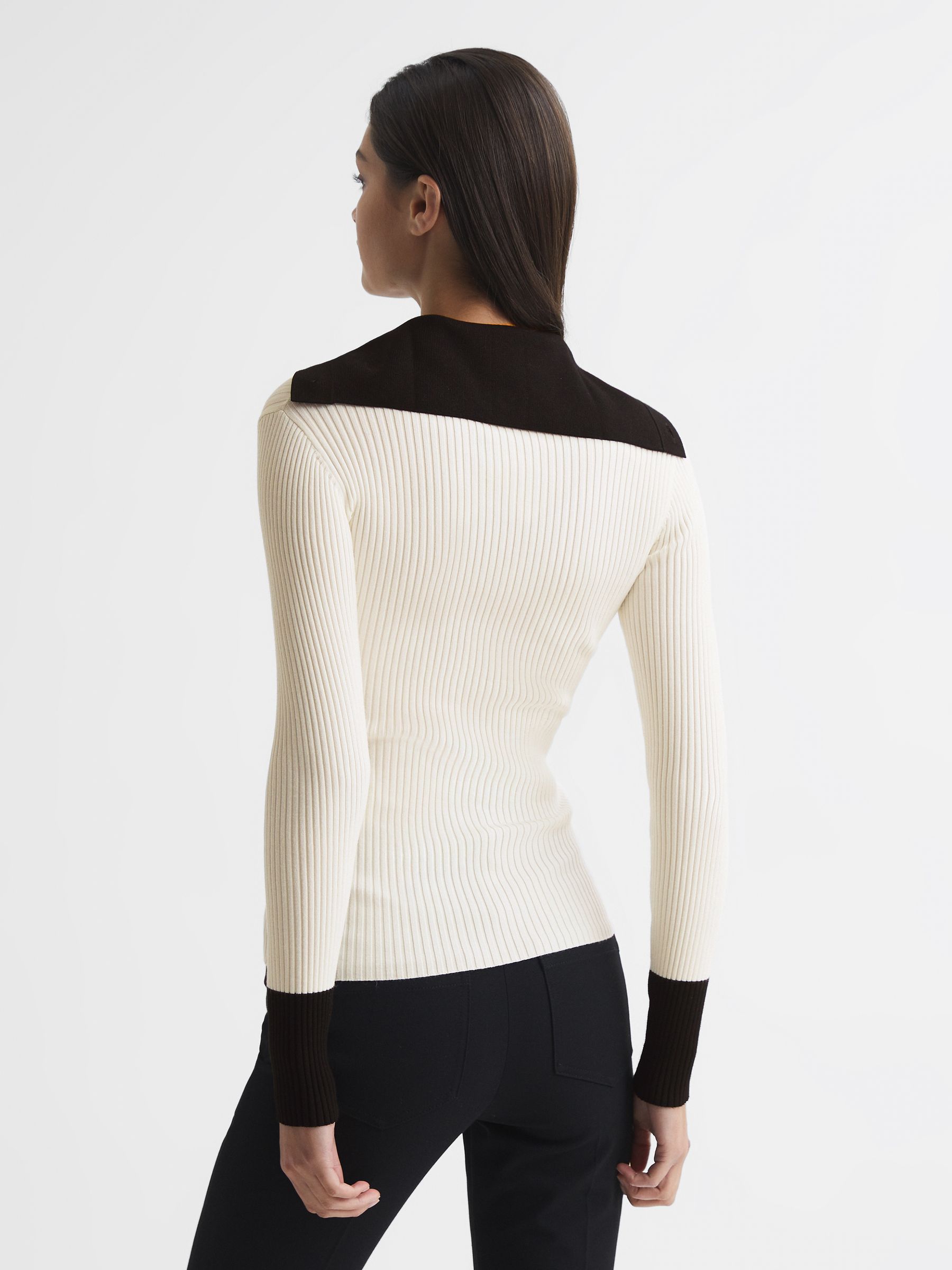 Reiss Maia Button Collar Jumper Top - REISS