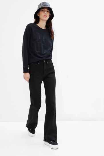 Buy Black 70s Flare High Waisted Stretch Jeans from the Gap online shop