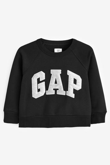 Buy Black Glitter Logo Crew Neck Sweatshirt from the Gap online shop