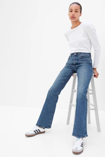 Buy Mid Blue 70s Flare High Waisted Stretch Jeans from the Gap online shop
