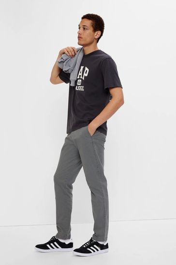 Buy Grey Straight Taper Fit Essential Chinos from the Gap online shop