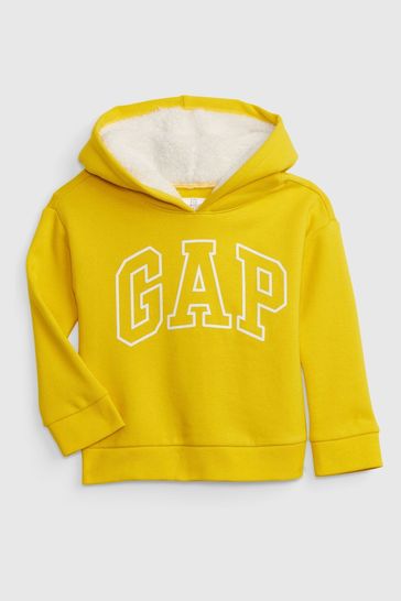 Buy Yellow Logo Sherpa Lined Hoodie from the Gap online shop