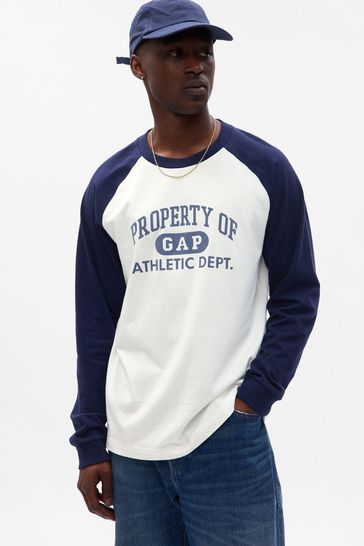 Buy White Athletic Logo Long Sleeve T-Shirt from the Gap online shop