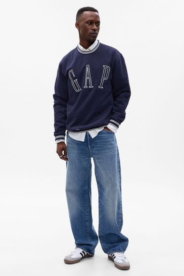 Buy Navy Embroidered Arch Logo Sweatshirt from the Gap online shop
