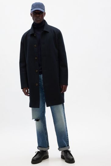 Buy Blue Relaxed Longline Topcoat from the Gap online shop