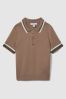 9-13 yrs Half-Zip Polo Shirt in Warm Taupe - Image 1 of 1