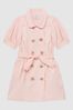 Puff Sleeve Belted Dress in Pink - Image 1 of 1