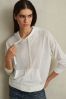 Cotton Blend Sheer Hoodie in Ivory - Image 1 of 1