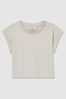 9-13 yrs Cotton-Jersey Cropped T-Shirt in Taupe - Image 1 of 1