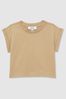 9-13 yrs Cotton-Jersey Cropped T-Shirt in Camel - Image 1 of 1