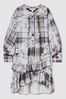 13-14 yrs Floral-Check Tiered-Frill Dress in Grey - Image 1 of 1