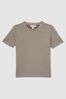 3-9 yrs Interlock-Jersey Crew-Neck T-Shirt in Taupe Brown - Image 1 of 1