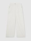 Petite Linen-Cotton Wide-Leg Trousers in White - Image 1 of 1