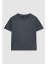 9-13 yrs Cotton Textured Crew-Neck T-Shirt in Airforce Blue - Image 1 of 1