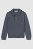 3-9 yrs Merino Wool Polo Shirt in Airforce Blue - Image 1 of 1