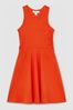 Jersey Ruched Skater Dress in Orange - Image 1 of 1