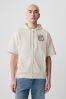 Cream Logo Zip Up Short Sleeve Hoodie - Image 1 of 1