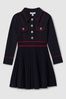 Knitted Contrast Stitch Dress in Navy - Image 1 of 1