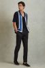 Embroidered Cuban Collar Shirt in Navy - Image 1 of 1