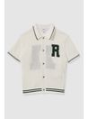 9-13 yrs Cotton Open-Stitch Motif Shirt in White/Dark Green - Image 1 of 1