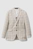 Oscar Jacobson Linen Blend Single Breasted Check Blazer in Cream - Image 1 of 1